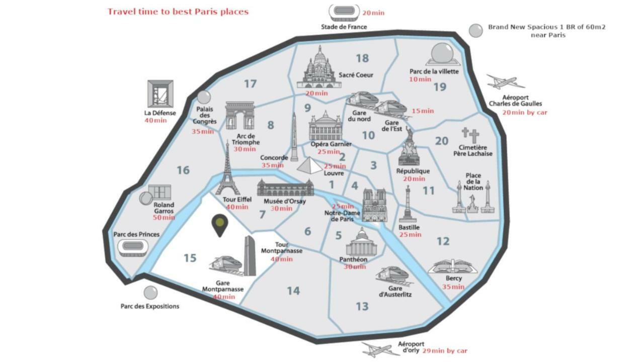Grand F3 60M2 Pour 6 Personnes - Paris 19Eme - Stade De France - La Villette Aubervilliers Buitenkant foto